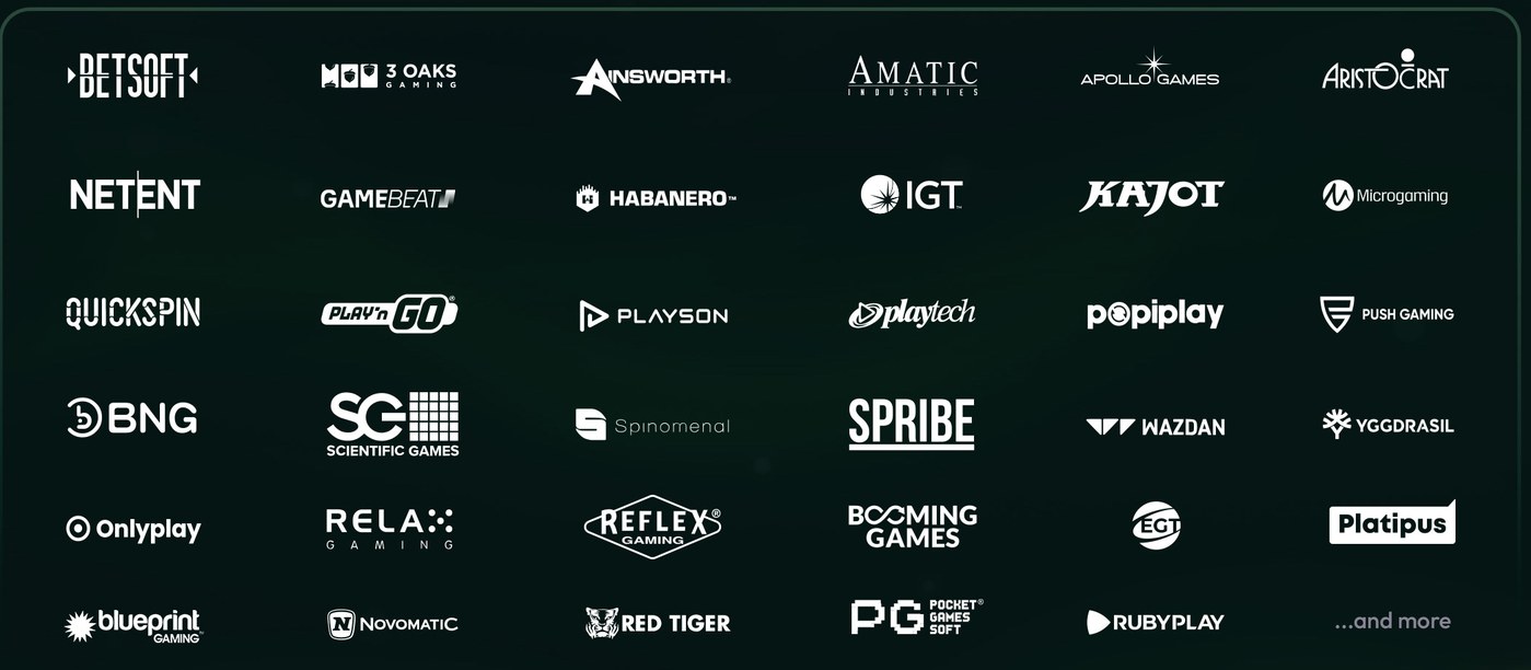 Rivo Casinos spelleverantörer: Betsoft, NetEnt, Play'n GO, Playtech, Yggdrasil, Red Tiger, Microgaming, Novomatic och många fler